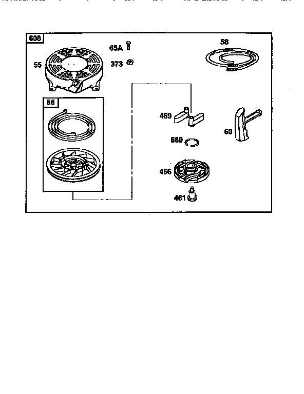 Rewind Starter Diagram and Parts List for 12H800  Briggs and Stratton Engine